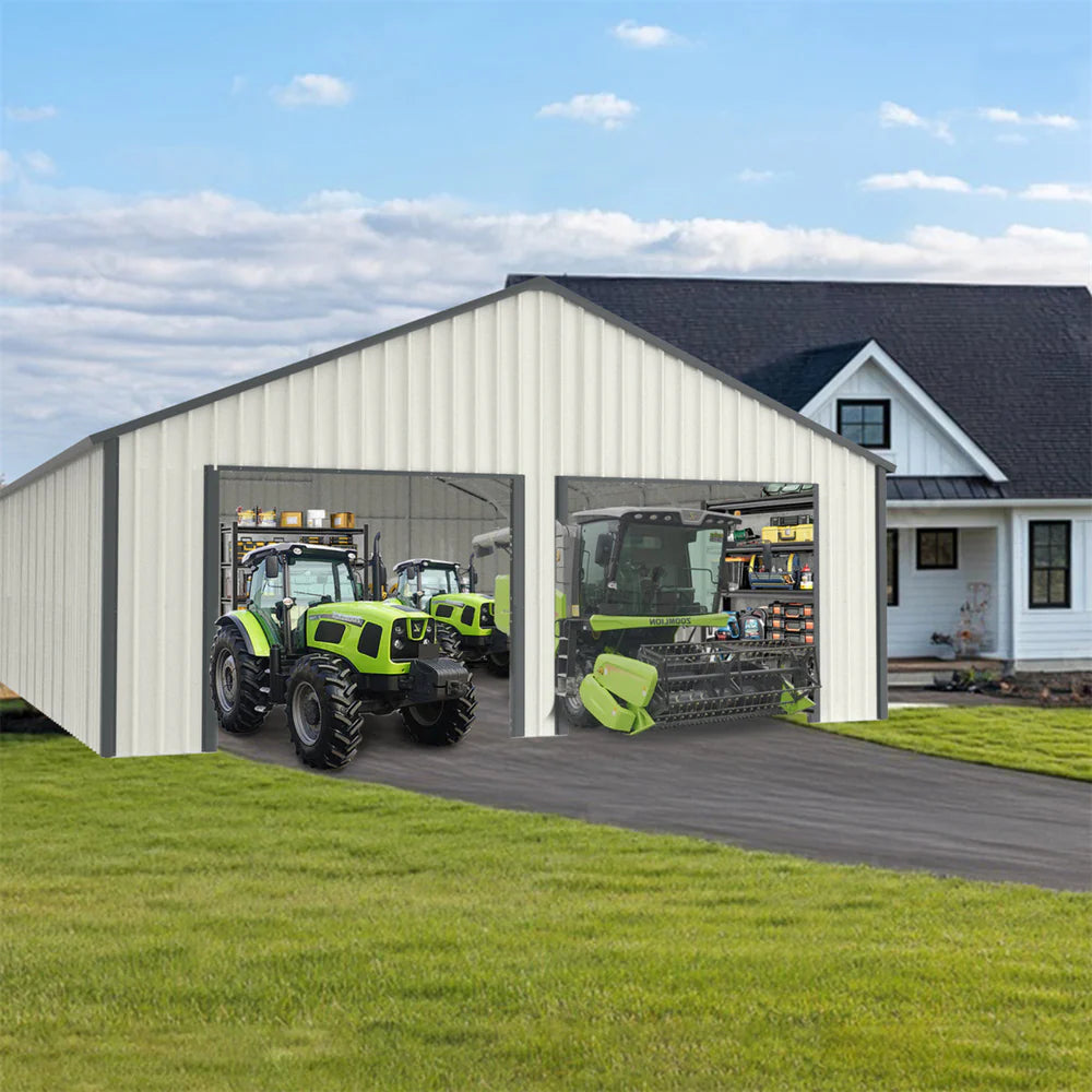 Chery Industrial | 25' x 33' Double Garage Metal Shed with Side Entry