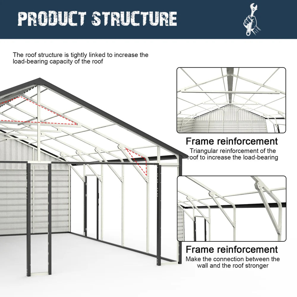 Chery Industrial | 25' x 33' Double Garage Metal Shed with Side Entry