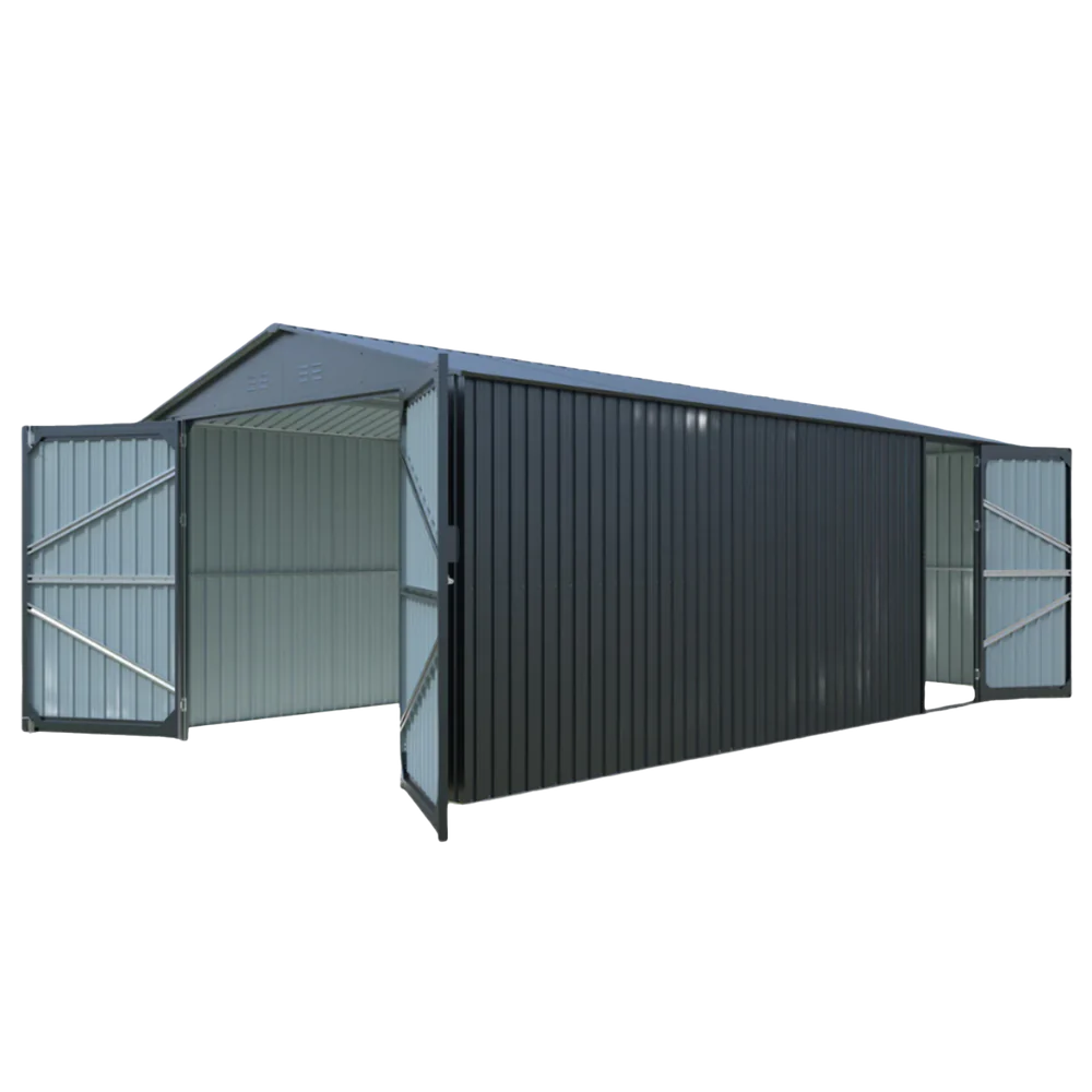 Chery Industrial | 10x20 Plus Upgraded Metal Garage Shed (Double Front + Side Entry Doors)