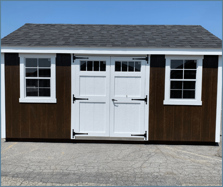Heritage Sheds & Garages | 10x16 A-Frame New England Shed (Brown & White)