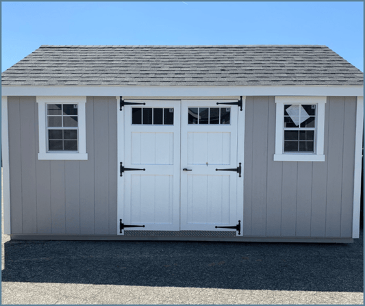 Heritage Sheds & Garages | 10x16 A-Frame New England Shed (Gray & White)