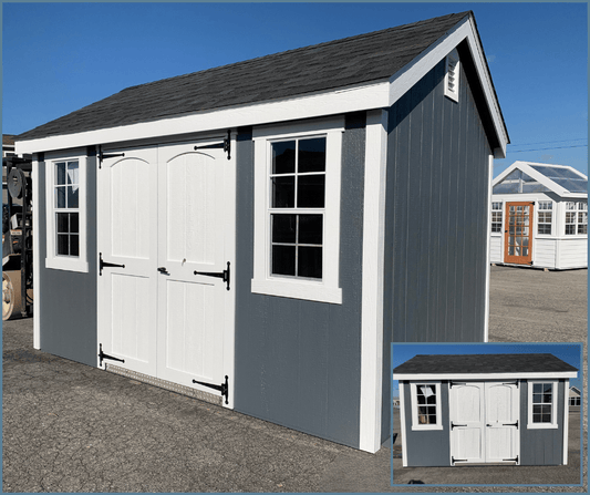 Heritage Sheds & Garages | 8x12 A-Frame New England Shed (Gray & White)