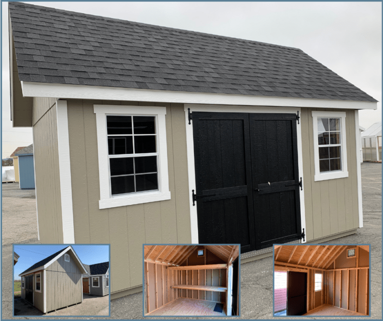 Heritage Sheds & Garages | 10x16 Manor Shed (Tan & Black)