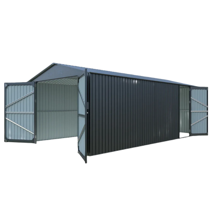 Chery Industrial | 10x20 Plus Upgraded Metal Garage Shed (Double Front + Side Entry Doors)