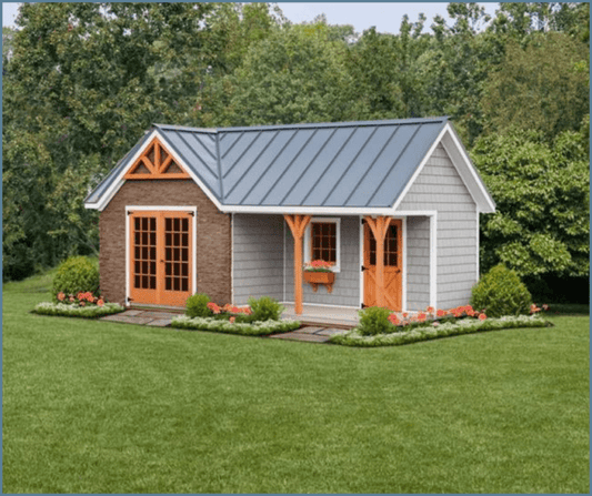 Heritage Sheds & Garages | 12x24 Custom Manor Shed (Gray & Wood Accents)