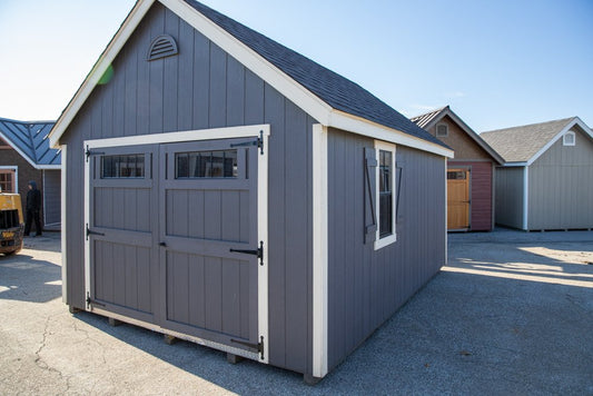 Heritage Sheds & Garages | 12x16 A-Frame New England Shed (Gray & White)
